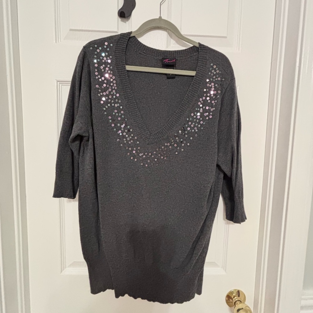 Torrid Charcoal Sweater with Sequin Accents